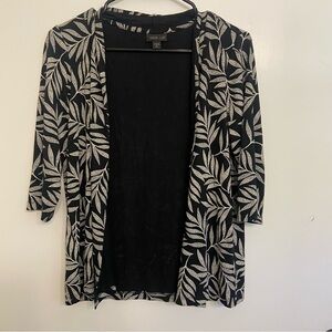 J Jill Wearever Collection Women's Medium Petite Cardigan Palm Print 3/4 Sleeve